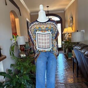 Red Lolly Colorful Aztec/southwestern print Top size L